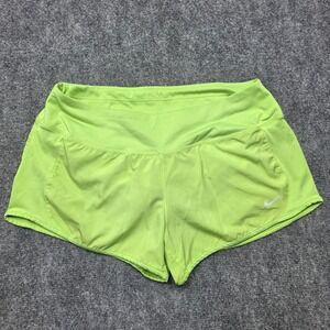 Nike Dri-FIT Running Shorts Womens Medium Lime Green Neon Athletic 3 Inch Inseam